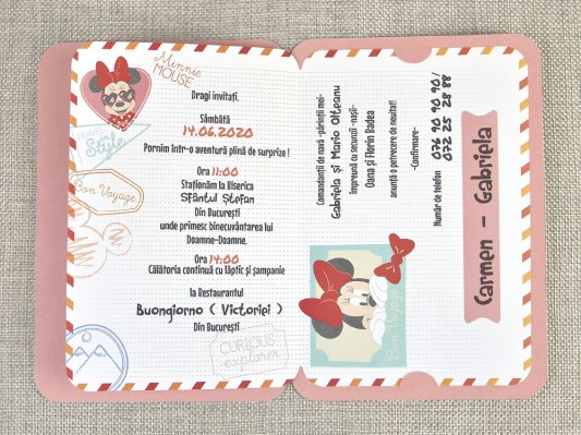 invitatie botez Disney pasaport Minnie 15706